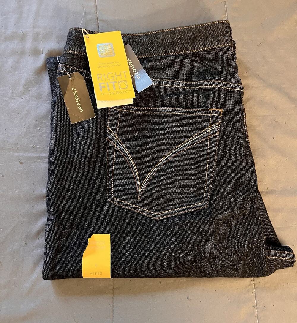 NWT Lane Bryant Venezia Right Fit Jeans Yellow Square Bootcut Dark Wash Sz 5P